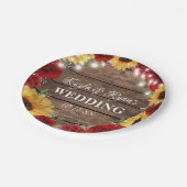 Rustikale Sonnenblumen-Rose Holz Hintergrund Hochz Pappteller (Schrägansicht)