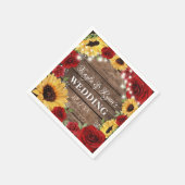 Rustikale Sonnenblumen-Rose Holz Hintergrund Hochz Serviette (Ecke)