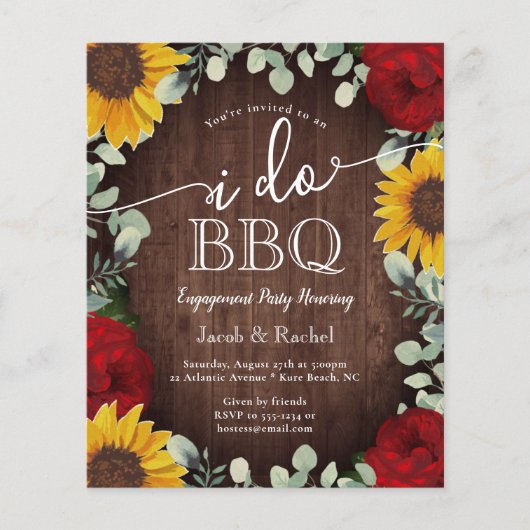 Rustikale Sonnenblumen Rose ich GRILLEN Verlobung (Vorderseite)