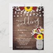 Rustikale Sonnenblumen Rose Jar Lights Blumenhochz (Vorderseite)