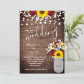 Rustikale Sonnenblumen Rose Jar Lights Blumenhochz (Stehend Vorderseite)