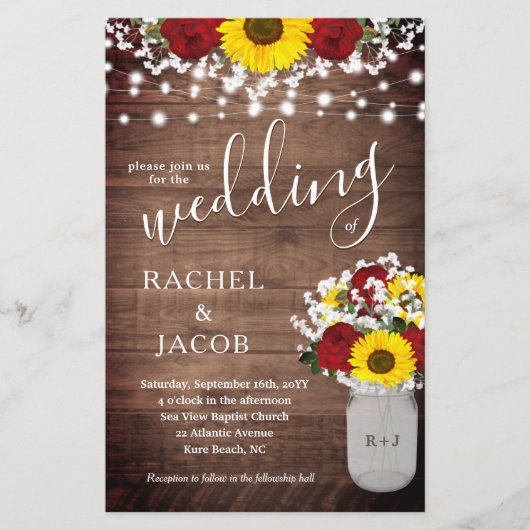 Rustikale Sonnenblumen Rose Jar Lights Budget Hoch (Vorderseite)