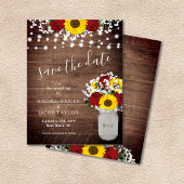 Rustikale Sonnenblumen Rose Jar Lights Save the Da Postkarte