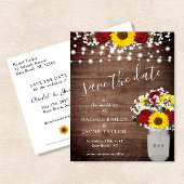 Rustikale Sonnenblumen Rose Jar Lights Save the Da Postkarte