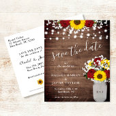 Rustikale Sonnenblumen Rose Jar Lights Save the Da Postkarte