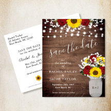 Rustikale Sonnenblumen Rose Jar Lights Save the Da