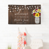 Rustikale Sonnenblumen Rose Jar String Lights Hoch Banner (Insitu)