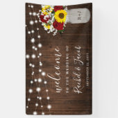 Rustikale Sonnenblumen Rose Jar String Lights Hoch Banner (Vertikal)