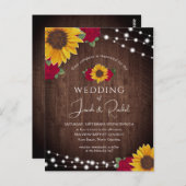 Rustikale Sonnenblumen Rose Lichter Einladung Hoch Postkarte (Vorne/Hinten)