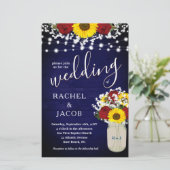 Rustikale Sonnenblumen Rose Mason Jar Blue Wedding (Stehend Vorderseite)