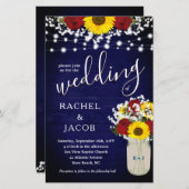 Rustikale Sonnenblumen Rose Mason Jar Blue Wedding (Vorne/Hinten)