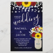 Rustikale Sonnenblumen Rose Mason Jar Blue Wedding (Vorderseite)