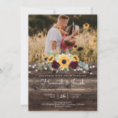 Rustikale Sonnenblumen Rose QR Code UAWG Wedding Einladung (Vorderseite)