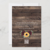 Rustikale Sonnenblumen Rose QR Code UAWG Wedding Einladung (Rückseite)