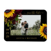 Rustikale Sonnenblumen Rose Skript rett Datum Hoch Magnet (Horizontal)