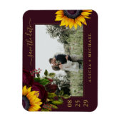 Rustikale Sonnenblumen Rose Skript rett Datum Hoch Magnet (Vertikal)