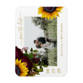 Rustikale Sonnenblumen Rose Skript rett Datum Hoch Magnet (Vertikal)