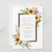 Rustikale Sonnenblumen, Rose und Holz | Brautparty Einladung (Vorderseite)