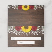 Rustikale Sonnenblumen, Rose und Lichtereien Platzkarte (Außenseite Aufgefaltet)