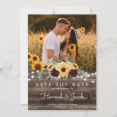 Rustikale Sonnenblumen-Rosen-Hochzeit Save The Date (Vorderseite)