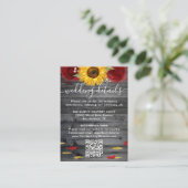 Rustikale Sonnenblumen-Rote Rose Hochzeit RSVP QR- Begleitkarte (Stehend Vorderseite)