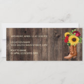 Rustikale Sonnenblumen-Rote Rosen Boot Quinceañera Einladung (Rückseite)