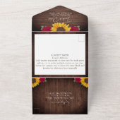 Rustikale Sonnenblumen Rote Rosen, die eine Hochze All In One Einladung (Außenbereich)