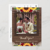 Rustikale Sonnenblumen Rote Rosen Hochzeit Danke F Postkarte (Vorne/Hinten)