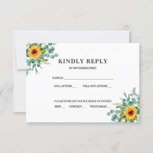 Rustikale Sonnenblumen-RSVP-Herbstfarben-Einladung Einladung