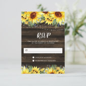 Rustikale Sonnenblumen RSVP Karte (Stehend Vorderseite)
