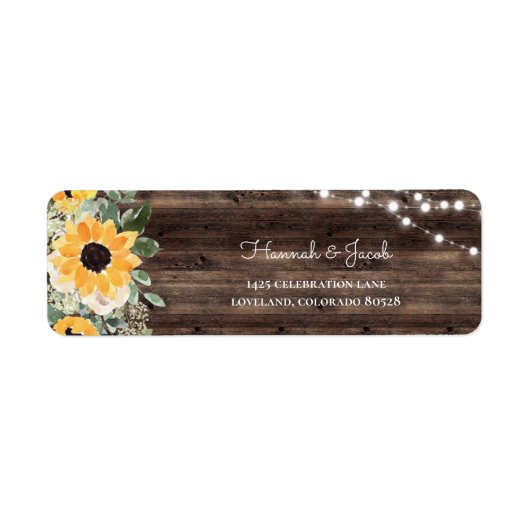 Rustikale Sonnenblumen-Rücksendeadresse (Vorne)