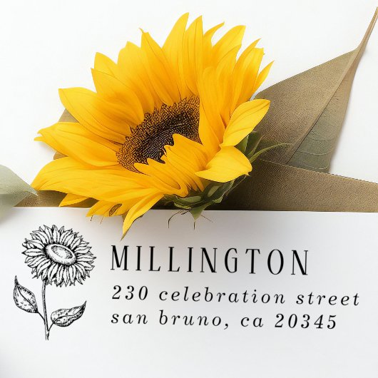 Rustikale Sonnenblumen Rücksendeadresse für Famili Permastempel