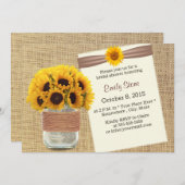 Rustikale Sonnenblumen Rustic Mason Jar Brautparty Einladung (Vorne/Hinten)