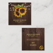 Rustikale Sonnenblumen Saitenleuchter Hochzeitspla Quadratische Visitenkarte (Vorne/Hinten)