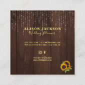 Rustikale Sonnenblumen Saitenleuchter Hochzeitspla Quadratische Visitenkarte (Rückseite)