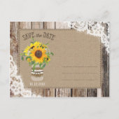 Rustikale Sonnenblumen Save the Date Ankündigungspostkarte (Rückseite)