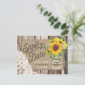 Rustikale Sonnenblumen Save the Date Ankündigungspostkarte (Stehend Vorderseite)