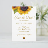 Rustikale Sonnenblumen Save the Date Hochzeit (Stehend Vorderseite)