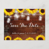 Rustikale Sonnenblumen Save the Date Postkarte (Vorderseite)