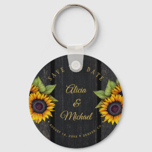 Rustikale Sonnenblumen schicke Scheune Holz Hochze Schlüsselanhänger