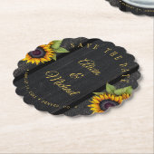 Rustikale Sonnenblumen schicke Scheune Holz Hochze Untersetzer (angewinkelt)