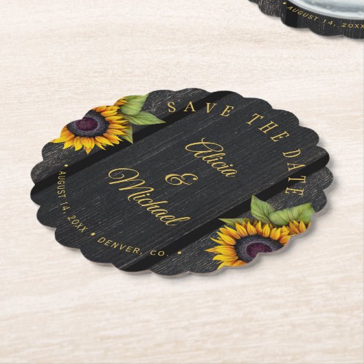 Rustikale Sonnenblumen schicke Scheune Holz Hochze Untersetzer (angewinkelt)