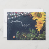 Rustikale Sonnenblumen, Schiefer, Lichter Rettete  Einladung (Rückseite)