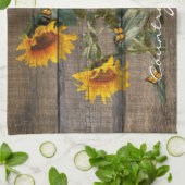 Rustikale Sonnenblumen Schmetterlinge Barrett Geschirrtuch (Gefaltet)