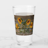 Rustikale Sonnenblumen Schmetterlinge Barrett Glas (Rückseite)