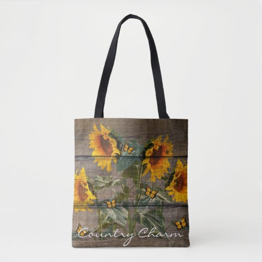 Rustikale Sonnenblumen Schmetterlinge Barrett Tasche (Vorderseite)