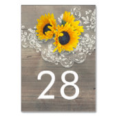 Rustikale Sonnenblumen Spitzen und Tischnummer aus (Rückseite)
