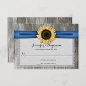 Rustikale Sonnenblumen Stall Wood Blue Ribbon UAWG RSVP Karte (Vorne/Hinten)