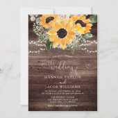 Rustikale Sonnenblumen Stallholz QR Code Hochzeit Einladung (Vorderseite)