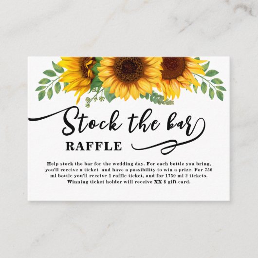 Rustikale Sonnenblumen Stock das Bar Brautparty Begleitkarte (Vorderseite)